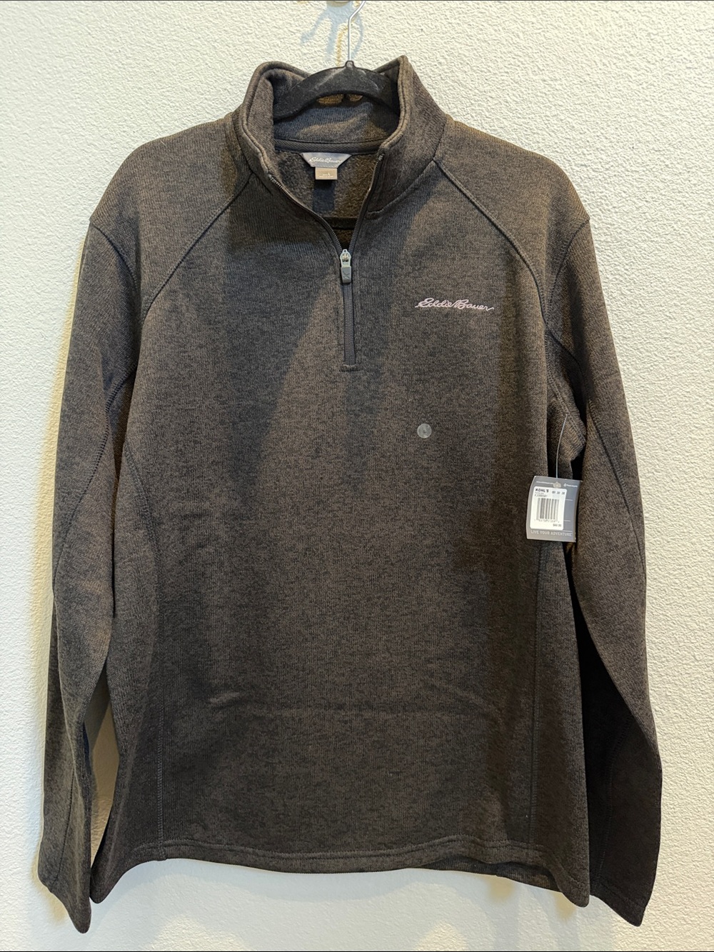 Eddie Bauer Men’s Dark Charcoal Quarter-Zip Pullover NWT